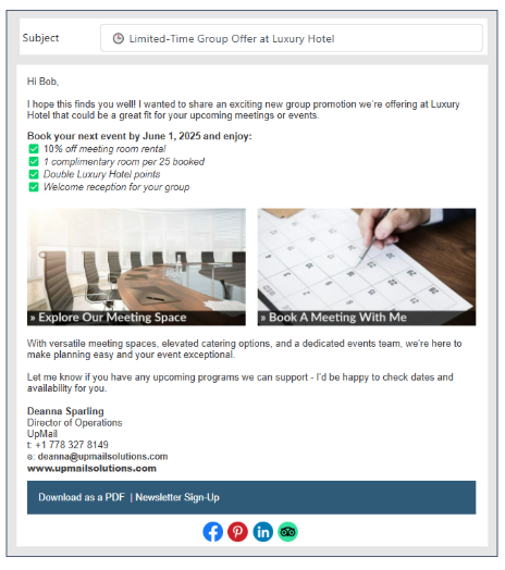 Hotel Sales Email