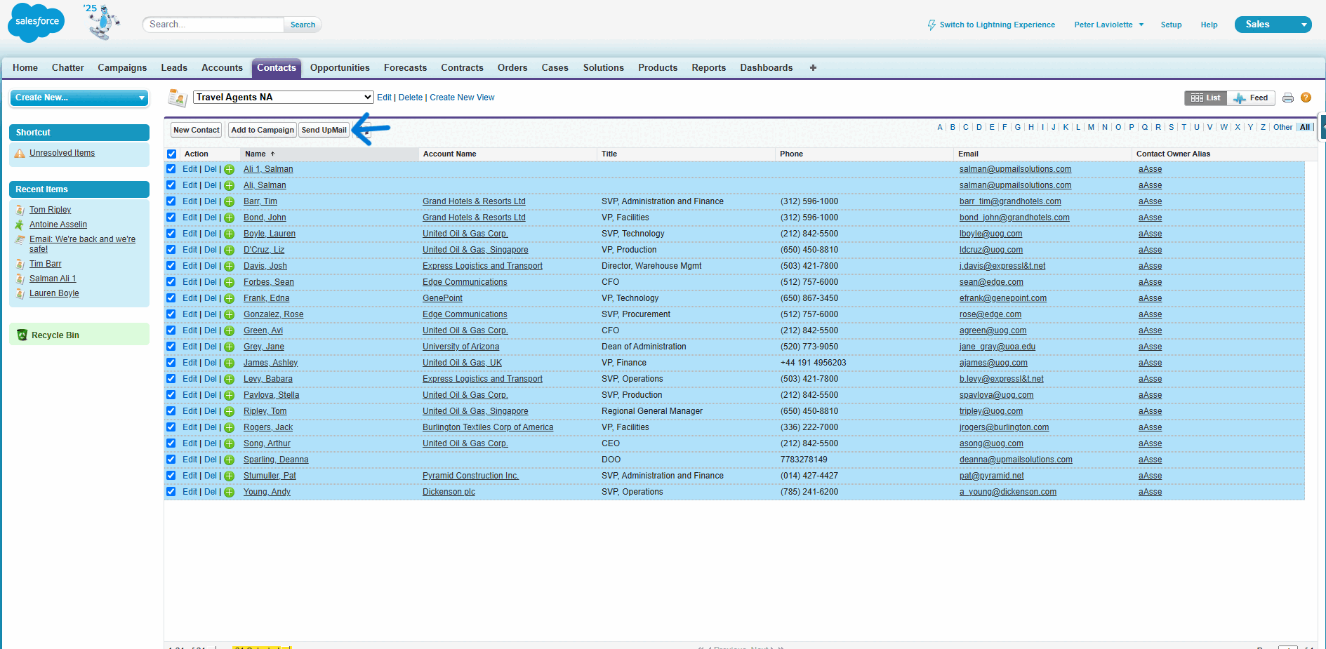 UpMail Salesforce Integration